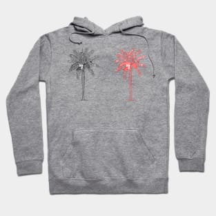 red black palm trees design Hoodie